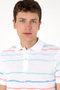 Men's Regular Fit Polo Neck White Striped T-Shirt 50299642-Vr013 - 2