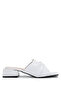 Women's Genuine Leather White Heeled Slippers