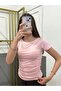 New Product Waist Gathered Crew Neck Viscose Blouse - 2