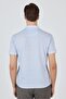 Blue Short Sleeve Printed Pique Polo Collar Pocketless Slim Fit T-Shirt 1011250168 - 5