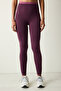 Plum High Waist Contrast Seamless Ankle Length Leggings - 2