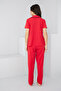 Red Heart Piping Detailed Knitted Pajama Set7891 - 3