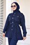 Stone Detailed Tie Suit Navy Blue 373 - 2