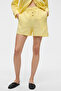 Dens Women's 100% Cotton Muslin Fabric Relaxed Cut Yellow Shorts with Buttons and Pockets on the Front - 2