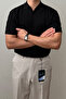 Men's Black Placket Short Sleeve Polo Neck Knitwear T-Shirt