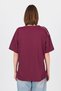 Claret Red Shoulder Text Printed 100% Cotton Oversize T-Shirt 2150-30m - 5