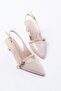 H-470 Beige Patent Leather Hard Hat Buckle Open Back Daily Women's Sandals - 3