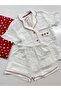 Red Love White Organic Muslin Shorts Pajama Set Cotton Anti-Sweat - 6