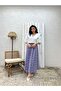 Indigo Blue-Lilac Floral Poplin Flared Skirt - 2