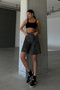 Patterned 100% Cotton High Waist Gabardine None Denim 5 Pocket Women's Bermuda Shorts @Udine - 2