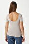 Women Favor Lux Touch Soft Texture U-Neck Beige Blouse - 5