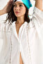 Women's White Lace Striped Woven Shirt 1188 60283346 - 5