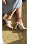 Melinta Thick Heeled Buckle Women's Slippers - 4