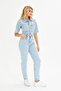 Ice Blue Jean Denim Half Sleeve Denim Jumpsuit - 4