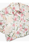 Short Sleeve Classic Collar Floral Cropped Shirt - 6