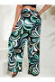 Women's Multi Color Print Detailed High Waist Pants - 4