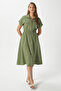 Women's Hilda Khaki Zippered Waist Elastic Pocket Dress - 3