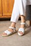 Women's Straw Sole Piping Detailed Sandals - 2