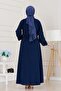 Zippered Pocket Gilet Dress-Navy Blue - 5