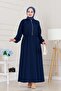 Zippered Pocket Gilet Dress-Navy Blue - 2
