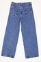 Girl's Blue Palazzo Jean Wide Pants Adjustable Elastic Waist Buttoned Lx301G - 4
