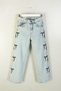 Girl Child Bow Embroidery Cotton Waist Adjustable Jeans - 4