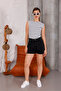 Cotton Stretch Fabric Dolman Sleeve Black-White Striped T-Shirt - 3