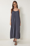 Strappy Long Summer Linen Dress Smoked Ldp0040 - 2
