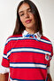 Striped Cotton Knitted T-Shirt Red Lcr0077 - 2