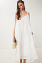 Strappy Long Summer Linen Dress White Ldp0040 - 2