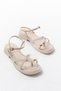S-101 Beige Flip Flop Stone Detailed Daily Women's Sandals - 5