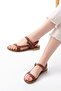 205-090 Dark Brown Genuine Leather Buckle Women's Sandals - 2