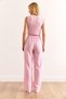 Women's Pink Top Vest Bottom Pocket Trousers Linen Look Suit Tkm-19000359 - 6
