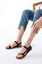 205-090 Black Genuine Leather Buckle Women's Sandals - 2