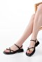 S-101 Black Flip Flop Stone Detailed Daily Women's Sandals - 2