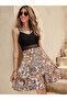 Women's Strappy V Neck Top Lace Bottom Single Jersey Mini Dress - 5