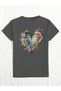 Women's Smoked Floral Heart Printed Oversize T-Shirt - 2