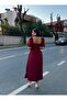Square Neck Balloon Sleeve Pleated Midi Dress - 3