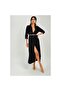 Women's Black Shirt Collar Long Sleeve Viscose Comfortable Shirt Dress t 700-t4011-101077 - 7