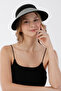 Houndstooth Patterned Visor Adjustable Straw Hat - 2