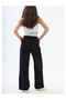 Black with Reverse Belt Detail Palazzo Pants - 5