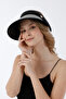 Houndstooth Patterned Visor Adjustable Straw Hat - 4