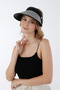Houndstooth Patterned Visor Adjustable Straw Hat