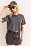 Women's Smoked Teddy Bear Appliqued Crop 2 Thread T-Shirt Tsh-19000902 - 5