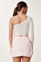 Women's White One Shoulder Openwork Stretchy Knitted Blouse Ns00430 - 5