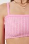 Women's Pink Strappy Stretchy Summer Knitwear Crop Blouse Ns00436 - 4