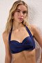 Lacivert Büzgülü Balconette Kaplı Bikini Üstü TBESS25BU00073