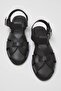 Black Flat-Soled Round-Toe Women's Closed-Toe Mesh Sandal TAKSS25SD00060 - 4