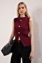 Bordo  Aksesuar Düğmeli Bisiklet Yaka Regular Boy Yelek Örme Bluz TWOSS25BZ00558