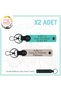 Leather X2 Keychain with Custom Name Plate and a Rh (+) Blood Type Lettering for Biker Riders, Powder-Turquoise-Syh